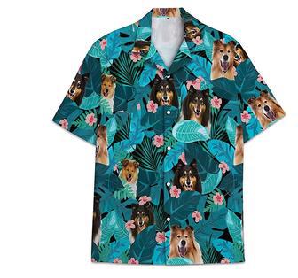 Dog Shetland Sheepdogs Pattern Short Tall Hawaiian Shirt, Button Up Aloha Shirt For Men, Women Summer Gifts | Newhawaiianshirts AU