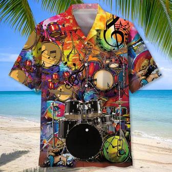 Drum Color , Short Sleeve Summer Vacation Beach Shirts For Men Unisex Hawaiian Shirt Aloha Shirt | Newhawaiianshirts UK