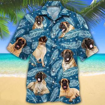 English Mastiff Dog Lovers Blue Feather Hawaii, English Mastiff Aloha Hawaiian Shirt Summer Gifts | Newhawaiianshirts DE