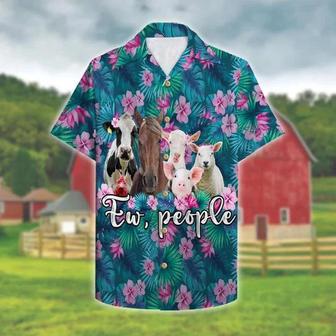 Farmer Ew People Cute Animals Tropical Plants Background Hawaiian Shirt Summer Gifts | Newhawaiianshirts DE