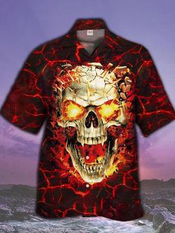 Fierce Skull Cracked By Lava Hawaiian Shirt For Men And Women Summer Gifts | Newhawaiianshirts CA