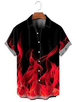 Flame Pattern Short Sleeve Shirt, For Men And Women Unisex Hawaiian Shirt Aloha Shirt | Newhawaiianshirts AU