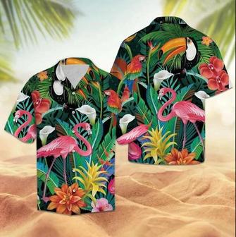 Flamingo Hawaiian Shirt, Tropical Animal Species Cool Design Hawaiian Shirt Summer Gifts | Newhawaiianshirts UK