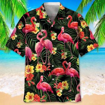 Flamingo Nature Tropical , Short Sleeve Summer Vacation Beach Shirts For Men Unisex Hawaiian Shirt Aloha Shirt | Newhawaiianshirts CA