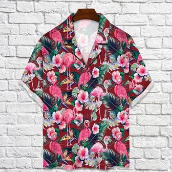 Flamingo Rain Forest Jungle Red Palm Leaves Pattern Hawaiian Shirt Summer Gifts | Newhawaiianshirts