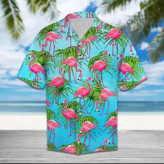 Flamingo Tropical Palm Leaves Summer Vacation Themed Hawaiian Shirt Summer Gifts | Newhawaiianshirts AU