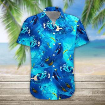 Freediving Hawaii Shirt, S For Men Short Sleeve Aloha Beach Shirt Unisex Hawaiian Shirt Aloha Shirt | Newhawaiianshirts AU