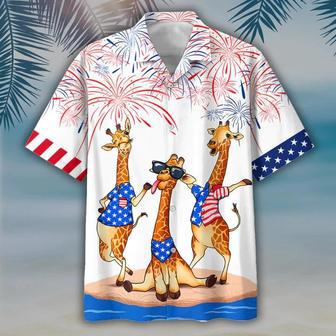 Giraffe For Independence's Day, Happy Of July Patriotic Giraffe Hawaii Aloha Beach Shirt Full Print Unisex Hawaiian Shirt Aloha Shirt | Newhawaiianshirts AU