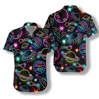 Glowing Space With Rainbow Star Unisex Hawaiian Shirt Aloha Shirt | Newhawaiianshirts AU