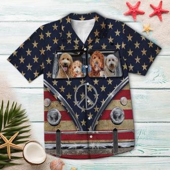 Goldendoodle Flag Hippie Bus Hawaiian Shirt, Gift For Dog Lovers Summer Gifts | Newhawaiianshirts UK