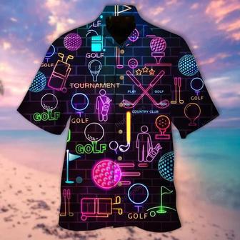 Golf Equipment Neon In Black Hawaiian Shirt Summer Gifts | Newhawaiianshirts UK