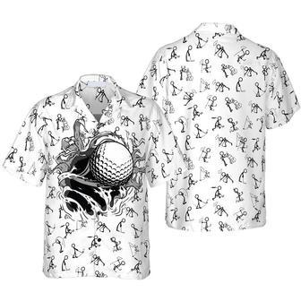 Golf Hole Breakthrough Hawaiian Shirt For Men, Stick Figures Playing Golf Shirt Summer Gifts | Newhawaiianshirts