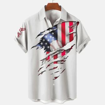 Hawaiian Baseball Hitter Flag American Flag Independence Day Men's Shirts Unisex Hawaiian Shirt Aloha Shirt | Newhawaiianshirts DE