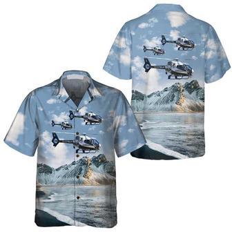 Helicopter On Ocean Background Hawaiian Shirt, Unique Helicopter Shirt For Men Summer Gifts | Newhawaiianshirts CA