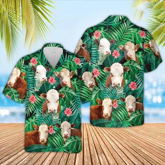 Hereford 2 Cow , Farmer S, Summer Tropical Shirts, Gift For Him, Funny S Unisex Hawaiian Shirt Aloha Shirt | Newhawaiianshirts UK