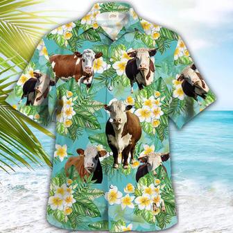 Hereford Tropical , Cow , Animal S For Men, Gift For Him Unisex Hawaiian Shirt Aloha Shirt | Newhawaiianshirts