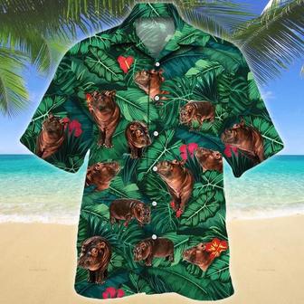 Hippo Lovers Gift Hawaiian Shirt, Tropical Hippo Men Hawaiian Shirts - Casual Button Down Short Sleeve Shirt Summer Gifts | Newhawaiianshirts