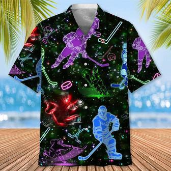 Hockey Neon Light For Men, Hockey Life Shirt, Hockey Player Gifts Unisex Hawaiian Shirt Aloha Shirt | Newhawaiianshirts DE