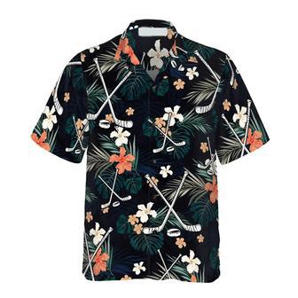 Hockey Tropical Black & Blue , Sport , Best Gifts For Men, Hawaiian Gift Unisex Hawaiian Shirt Aloha Shirt | Newhawaiianshirts