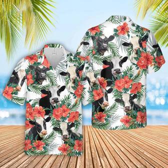 Holstein Cow No Horn Hawaiian Flowers , Gift For Farm Clothing, Summer Gift For Men And Women Unisex Hawaiian Shirt Aloha Shirt | Newhawaiianshirts AU