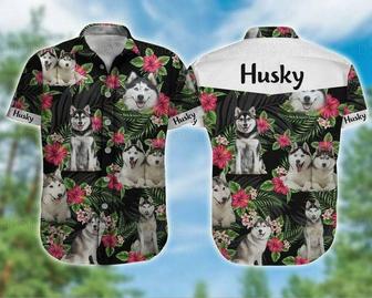 Husky Dog Aloha - Funny Husky Dog Pet Cute , Flowers Tropical Pattern For Men Unisex Hawaiian Shirt Aloha Shirt | Newhawaiianshirts DE