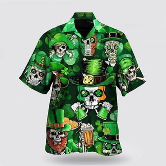 Irish Skull St Patrick�S Day Green Light Hawaiian Shirt, St Patricks Day Shirts Summer Gifts | Newhawaiianshirts