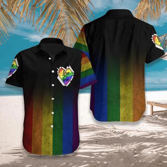 Lgbt Aloha S For Summer, Love Is Love Heart Colorful Rainbow Lgbt S Unisex Hawaiian Shirt Aloha Shirt | Newhawaiianshirts