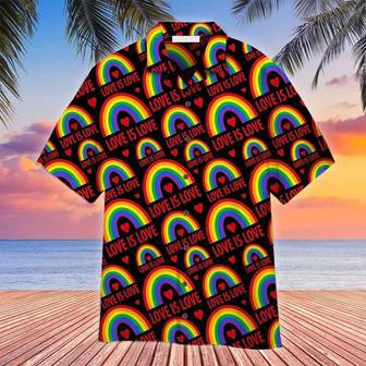 Lgbt Aloha S For Summer, Love Is Love Rainbow Colorful Lgbt S Unisex Hawaiian Shirt Aloha Shirt | Newhawaiianshirts AU