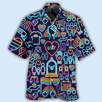 Lgbt Aloha S For Summer, Symbols Neon Colorful Rainbow Lgbt Pride S Unisex Hawaiian Shirt Aloha Shirt | Newhawaiianshirts AU