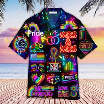 Lgbt Aloha S For Summer, Love Wins Mrs & Mrs Gay Pride Month Colorful Rainbow Lgbt S Unisex Hawaiian Shirt Aloha Shirt | Newhawaiianshirts AU