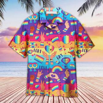 Lgbt Aloha S, Rights Symbols Lgbt Rainbow Colorful Happy Pride S, Pride Gift For Gaymer And Lesbian, Friend Unisex Hawaiian Shirt Aloha Shirt | Newhawaiianshirts