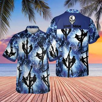 Lineman Red Thunder Storm Hawaiian Shirt Summer Gifts | Newhawaiianshirts UK