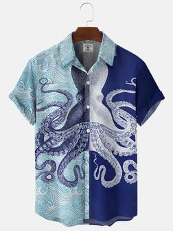 Men's Beach Octopus Print Short Sleeve Hawaiian Shirt Unisex Hawaiian Shirt Aloha Shirt | Newhawaiianshirts AU