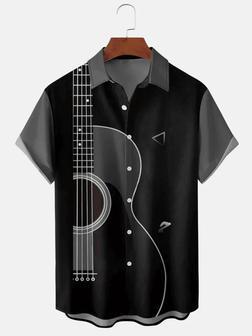 Men's Music Guitar Print Loose Casual Hawaiian Shirt, Guitar Lover Gifts Unisex Hawaiian Shirt Aloha Shirt | Newhawaiianshirts