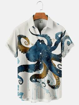 Men's Sea Life Octopus Ink Splatter Short Sleeve Hawaiian Shirt Unisex Hawaiian Shirt Aloha Shirt | Newhawaiianshirts DE