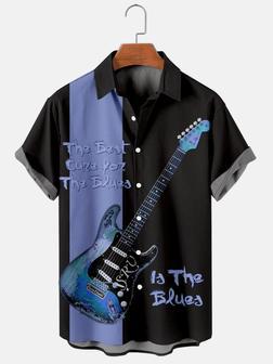 Men's Simple Music Guitar Print Hawaii Shirt For Men Unisex Hawaiian Shirt Aloha Shirt | Newhawaiianshirts