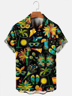 Men's Vintage Shirts Mardi Gras Graphic Casual Breathable Short Sleeve Hawaiian Shirt Summer Gifts | Newhawaiianshirts AU