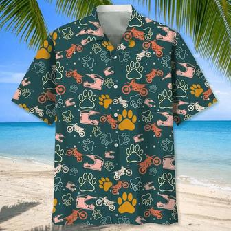 Motocross And Dog , Short Sleeve Summer Vacation Beach Shirts For Men Unisex Hawaiian Shirt Aloha Shirt | Newhawaiianshirts UK