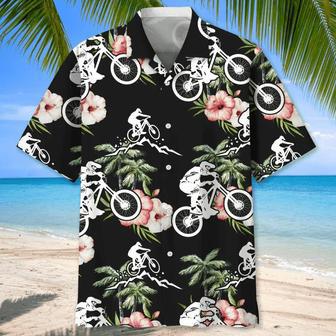 Mountain Bike Nature Flower , Men's Tropical Aloha Shirts Short Sleeve Beach Holiday Casual Shirts Unisex Hawaiian Shirt Aloha Shirt | Newhawaiianshirts AU