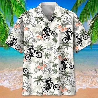 Mountain Bike Tropical Tree , Men's Unisex Summer Beach Casual Short Sleeve Summer Vacation Beach Shirts Unisex Hawaiian Shirt Aloha Shirt | Newhawaiianshirts UK