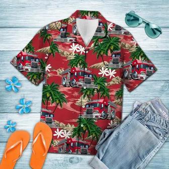 Multicolor Firefighter Car Palm Island Pattern Hawaiian Shirt Summer Gifts | Newhawaiianshirts UK