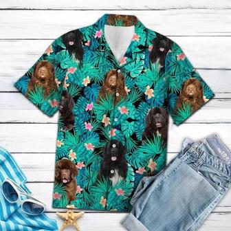 Newfoundland Hawaii Shirt, Lovely Newfoundland Tropical Leaves And Hibiscus Hawaiian Shirt Summer Gifts | Newhawaiianshirts UK