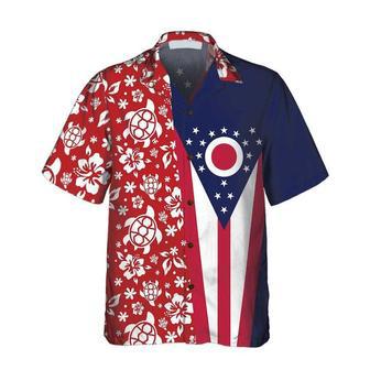 Ohio Flag And Hibiscus Pattern Ohio State Hawaiian Shirt, Ohio Flag Shirt For Men And Women, Proud Ohio Gift Summer Gifts | Newhawaiianshirts UK