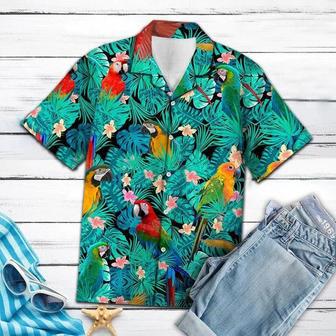 Parrot Hawaii Shirt For Men, Vivid Parrot Tropical Palm Leaves Summer Vacation Gift Ideal Hawaiian Shirt Summer Gifts | Newhawaiianshirts CA