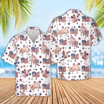 Pig American Flag Pattern , Funny Pig Hawaiian Shirt, Of July Hawaiian Shirt Unisex Hawaiian Shirt Aloha Shirt | Newhawaiianshirts DE