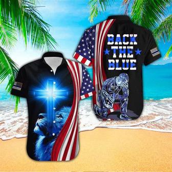 Police Back The Blue All Over Printed Unisex Hawaiian Shirt Aloha Shirt | Newhawaiianshirts AU