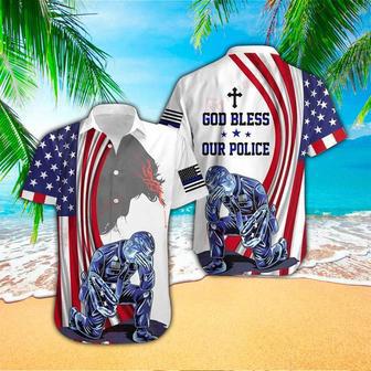 Police God Bless Our Police , Gift For Police Unisex Hawaiian Shirt Aloha Shirt | Newhawaiianshirts UK