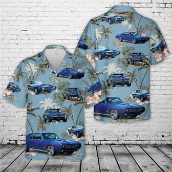 Pontiac Gto (1969) Blue Hawaiian Shirt, Classic Car Hawaiian Shirt, Vintage Car Shirt Summer Gifts | Newhawaiianshirts CA