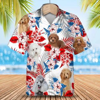 Poodle Flower American Flag Hawaiian Shirt, Summer Aloha Shirt, Men Hawaiian Shirt, Gift For Summer Summer Gifts | Newhawaiianshirts CA