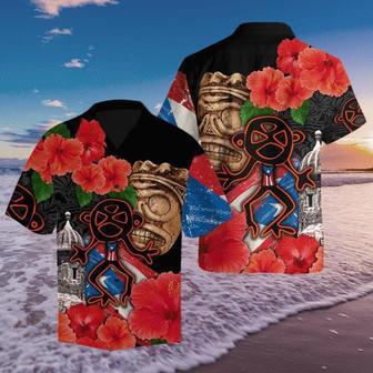 Puerto Rico Sol Taino With Maga Flower For Men & Women Unisex Hawaiian Shirt Aloha Shirt | Newhawaiianshirts AU